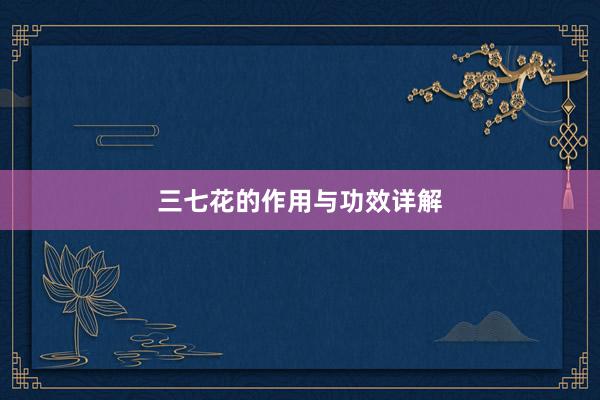 三七花的作用与功效详解